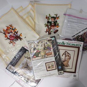 Vintage Cross Stitch Bundle Patterns, Thread, UFOs LAST CHANCE!